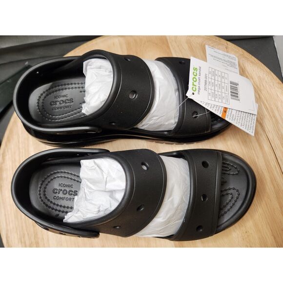 Crocs Mega Crush Sandal Women’s Size 8 Black Platform Slide - Picture 5 of 10